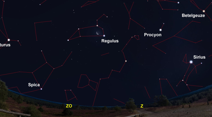 17 november: Regulus (Leeuw) rechtsonder maan