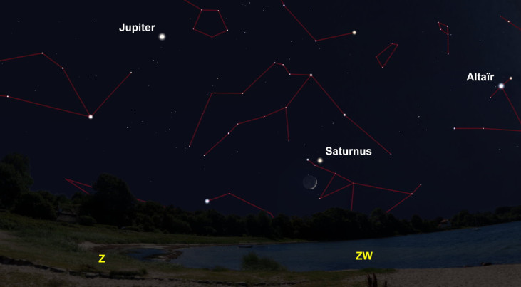 26 december: Saturnus rechtsboven maan