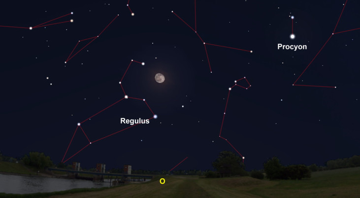 9 januari: Regulus (Leeuw) onder maan