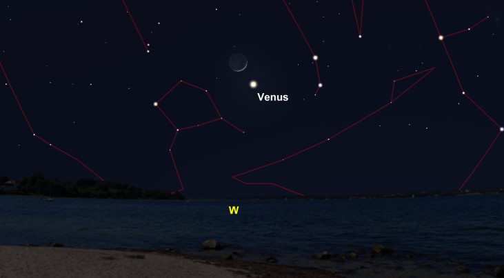 24 maart: Maansikkel dichtbij Venus
