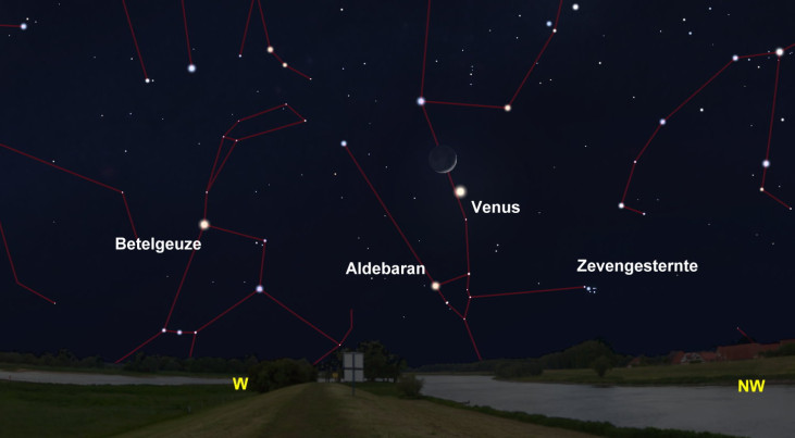 23 april: Venus rechtsonder maan