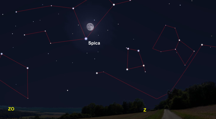 3 mei: Spica (Maagd) onder maan