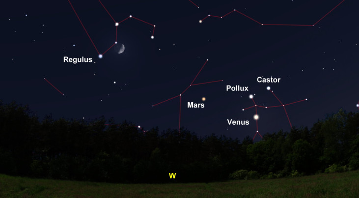 26 mei: Regulus (Leeuw) linksonder maan