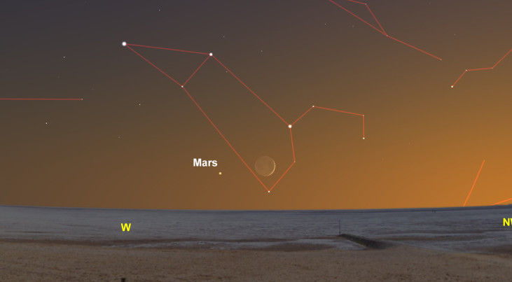 20 juli: Mars links van maansikkel