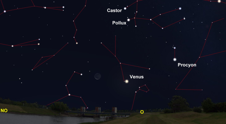 12 september: Venus rechts van maansikkel