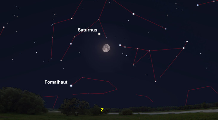 26 september: Saturnus linksboven maan