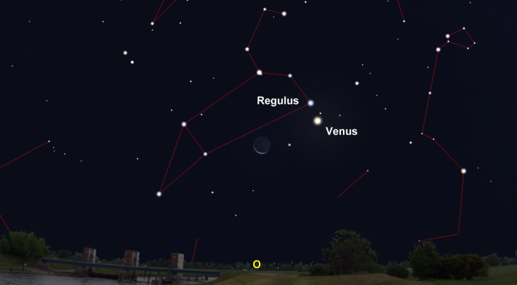 11 oktober: Venus en Regulus rechtsboven maan