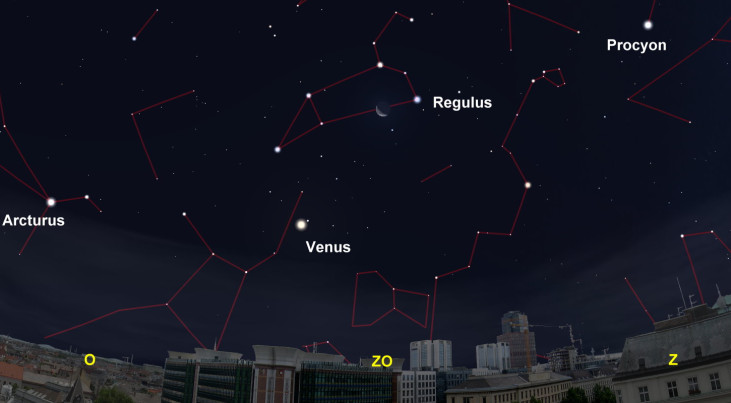 7 november: Regulus (Leeuw) rechts van maan