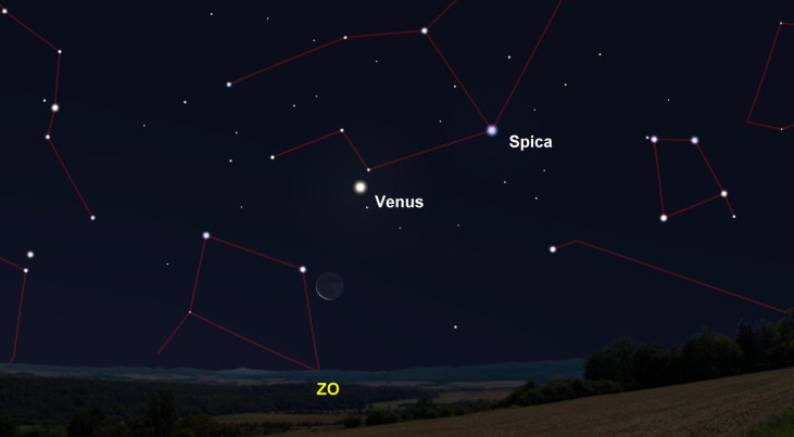 10 december: Venus rechtsboven maansikkel