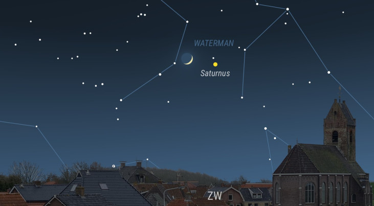 14 januari: Maansikkel bij Saturnus