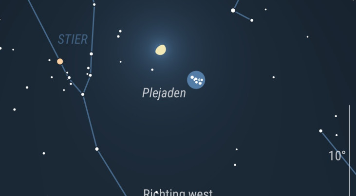 20 januari: Aldebaran (Stier) linksonder maan