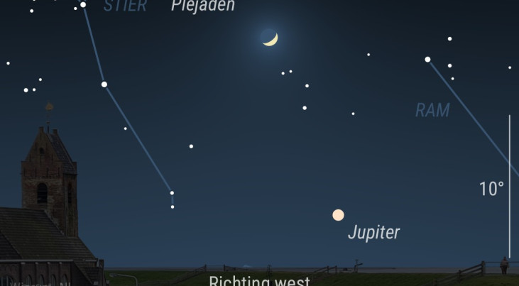 15 maart: Driehoek Maan, Aldebaran (Stier), Zevengesternte