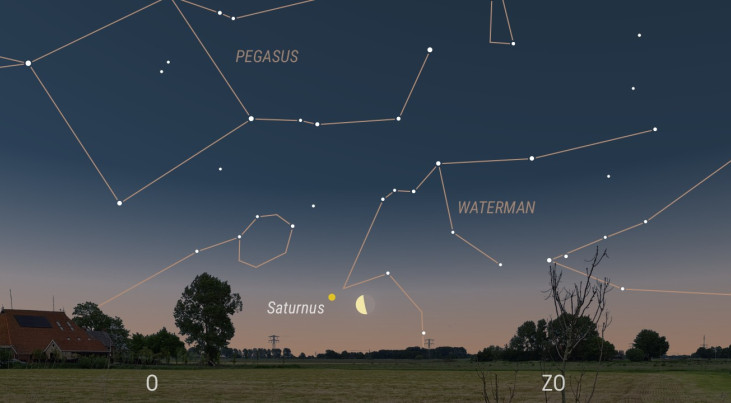 31 mei: Saturnus nog dichter bij halve maan