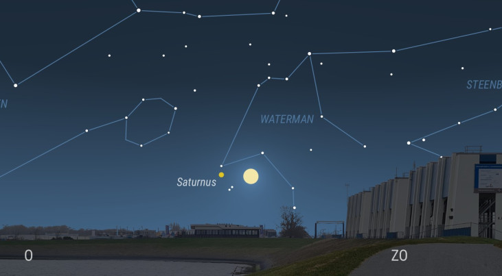 20 augustus: Saturnus links van maan