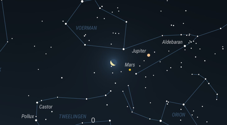 28 augustus: Mars rechtsonder maan