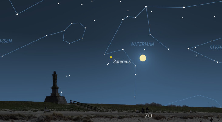 16 september: Saturnus links van maan
