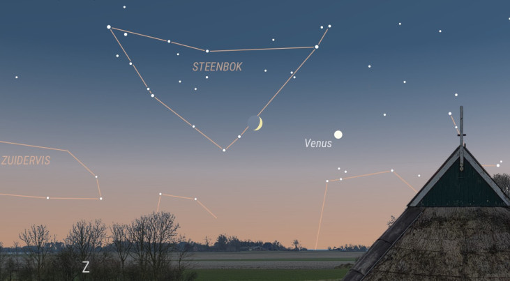 5 december: Venus rechts van maan