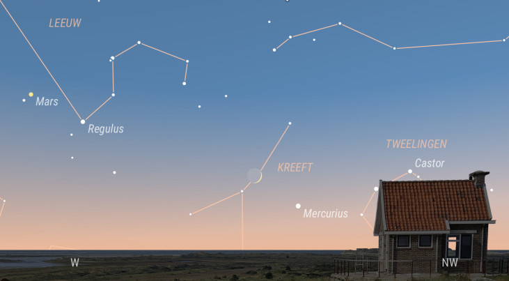 27 juni: Mercurius rechtsonder maan