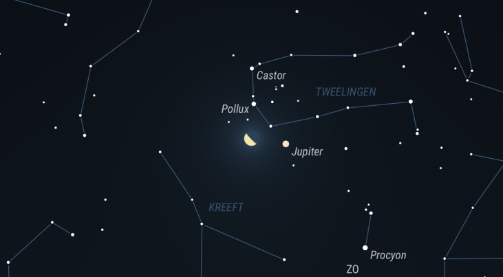 14 oktober: Jupiter, Tweelingen, Maan