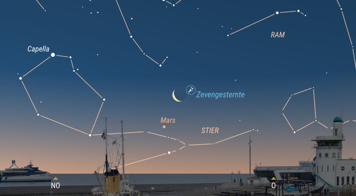 11 juli: Mars linksonder maan