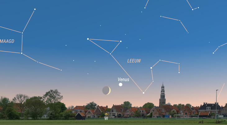 17 juli: samenstand Venus en maan