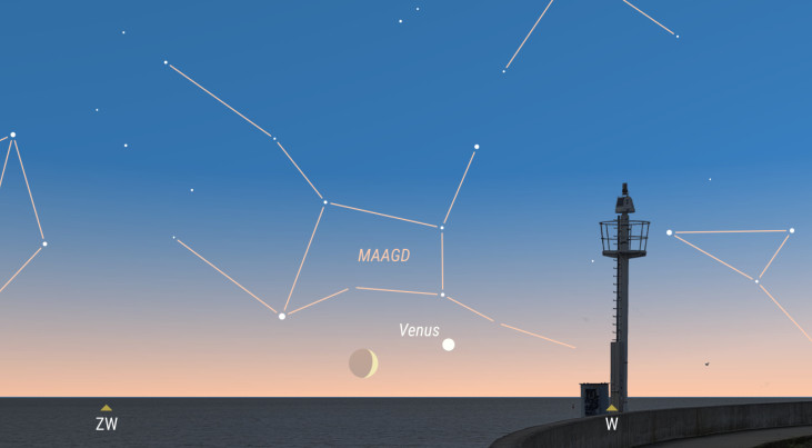 16 augustus: samenstand Venus en maan