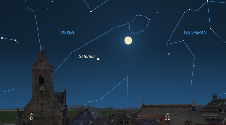 23 oktober: Saturnus linksonder maan