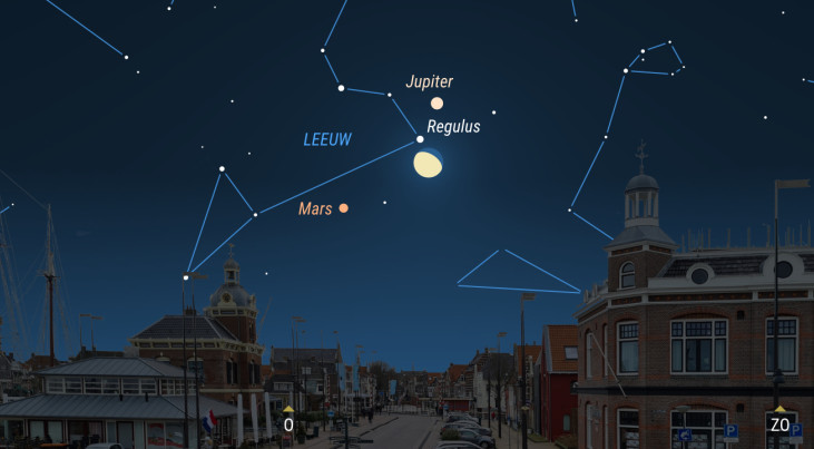27 december: samenstand Mars, Jupiter en maan