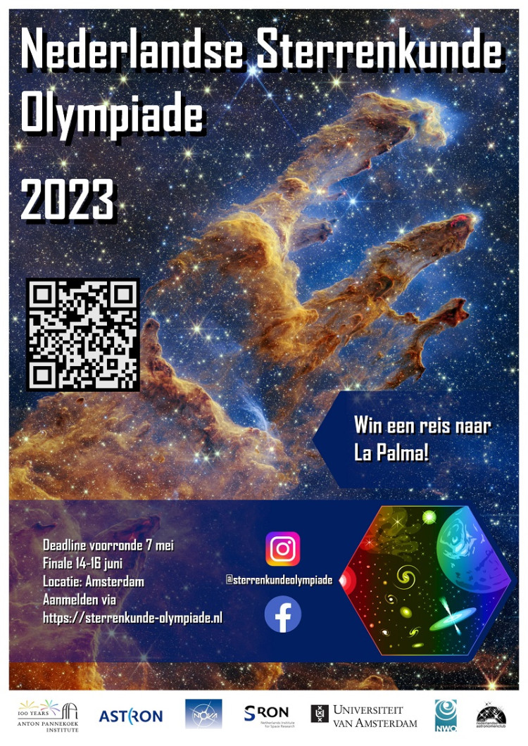 kleine versie van de poster van de Nederlandse Sterrenkunde Olympiade 2023