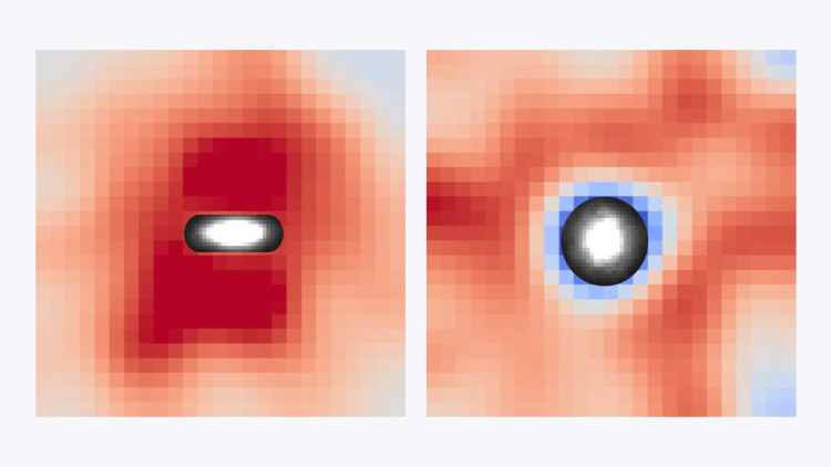 Gasstromen (rood) bij spiraalstelsels (wit)