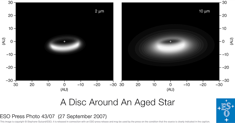 Schijf rond een oude ster (c) ESO