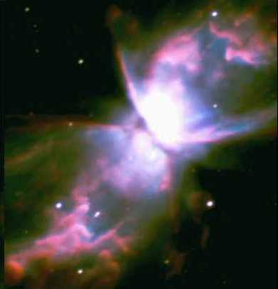 De vlinder-nevel, een van de twee planetaire nevels waarin kalk is aangetroffen. Foto ESO-Very Large Telecope.