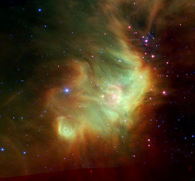Een voorbeeld van een stervormingsgebied, bestaande uit koude gaswolken. (Bron: NASA/JPL-Caltech)