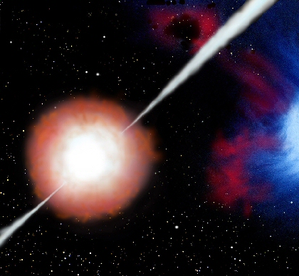 Een deel van de gammaflitsers is mogelijk geassocieerd met een speciaal soort supernova explosie (type Ic). Hierbij stort een snel roterende kern van een (bij geboorte) zware ster in tot een zwart gat of neutronenster. Straalstromen die zich door de kern