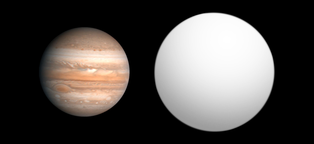 Groottevergelijking HAT-P-6 b met de planeet Jupiter