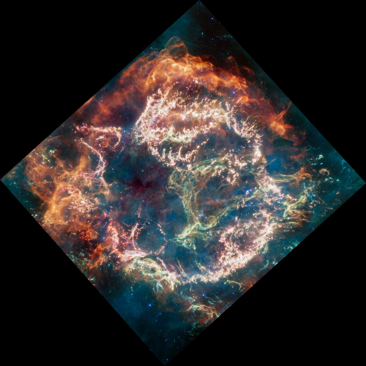 Телескоп Уэбба видит новые детали в остатках сверхновой Кассиопеи А.